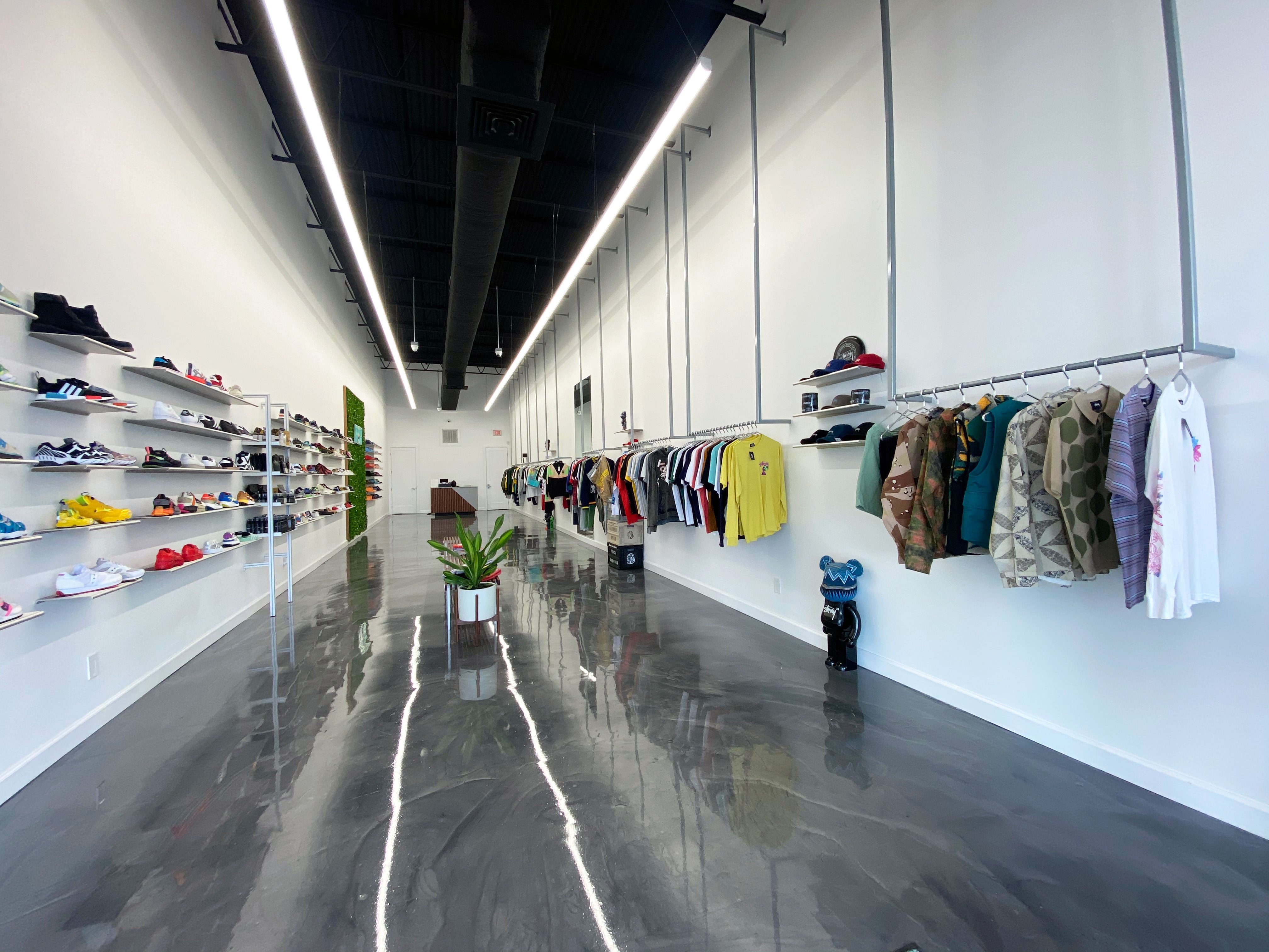 Modern sneaker and streetwear store interior
