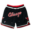 Just Don X Mitchell & Ness  Chicago Bulls Basketball Short - 7inch Inseam  Black/Red  PFSW7546-CBUYYPPPWHRD