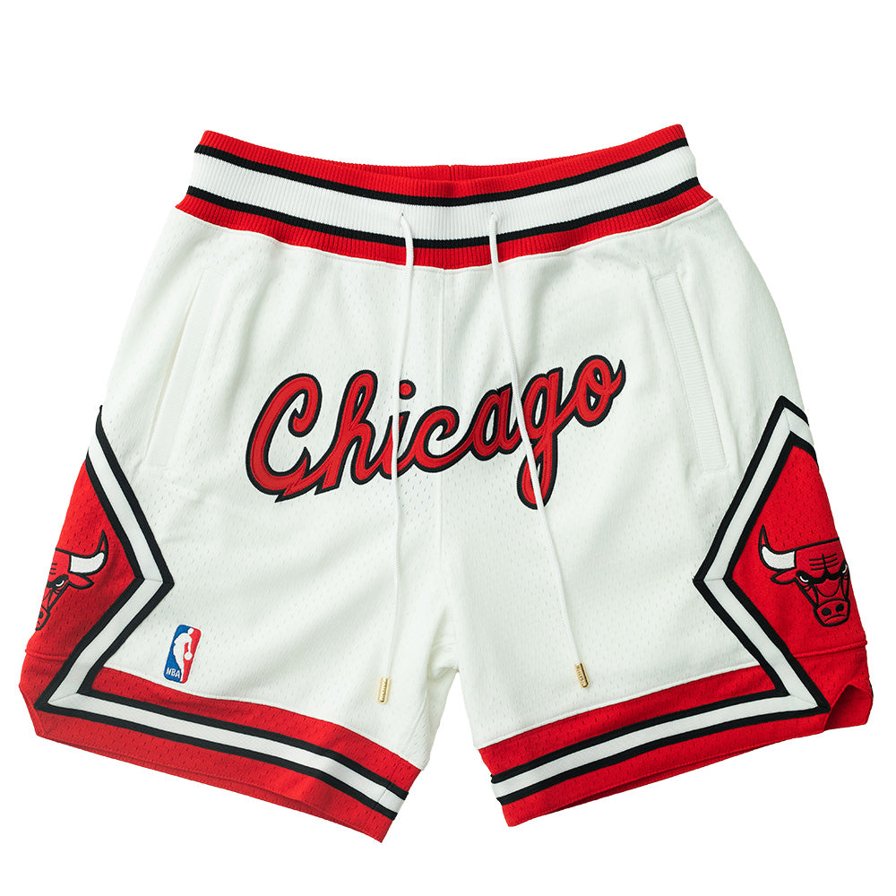 Just Don X Mitchell & Ness  Chicago Bulls Basketball Short - 7inch Inseam  White/Red  PFSW7546-CBUYYPPPWHRD