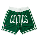 Just Don X Mitchell & Ness  Boston Celtics Basketball Short - 7inch Inseam  Green/White  PFSW7546-BCEYYPPPCLGN