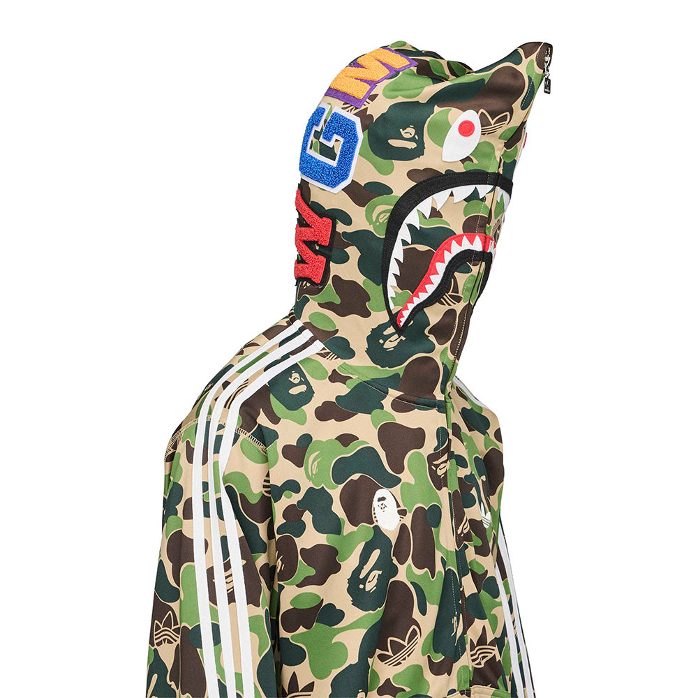 Bape X Adidas Camo Hooded Shark Track Jacket