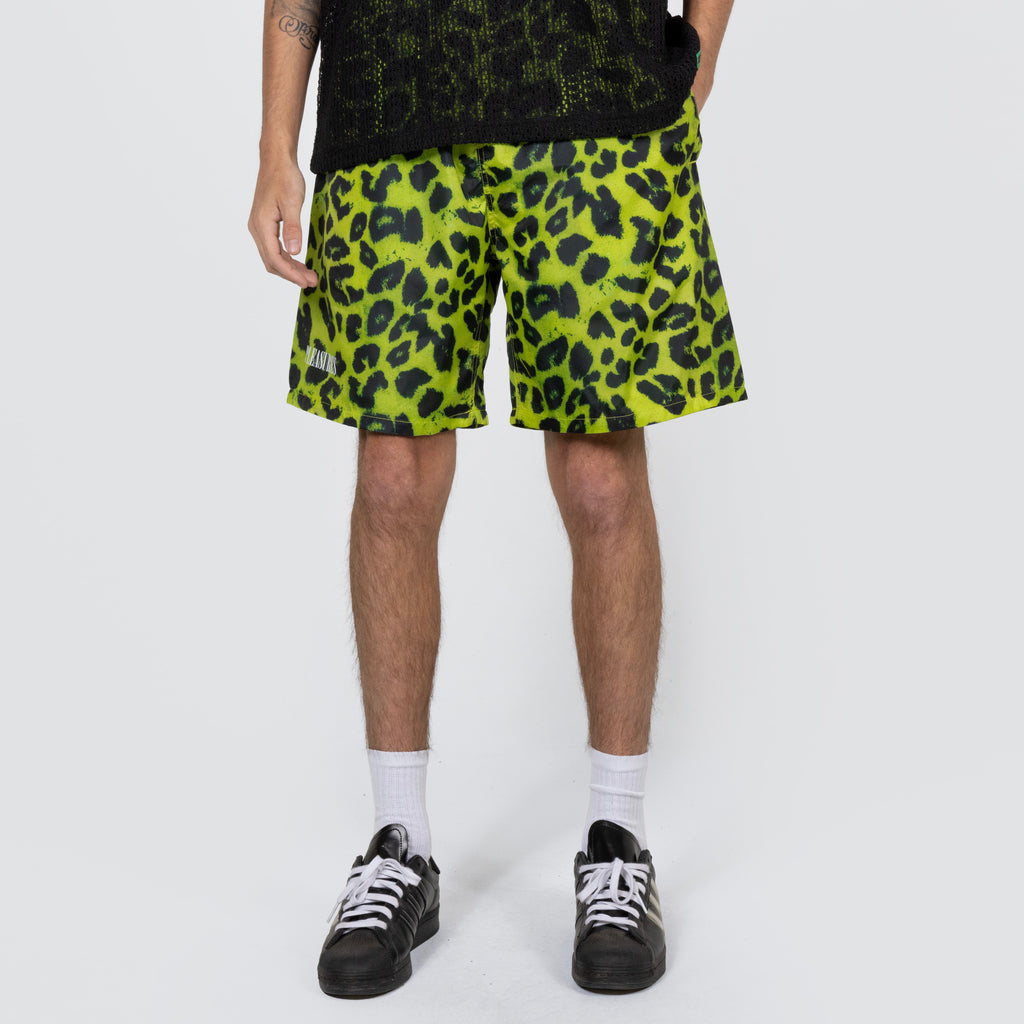 Pleasures Leopard Runner Shorts - Lime