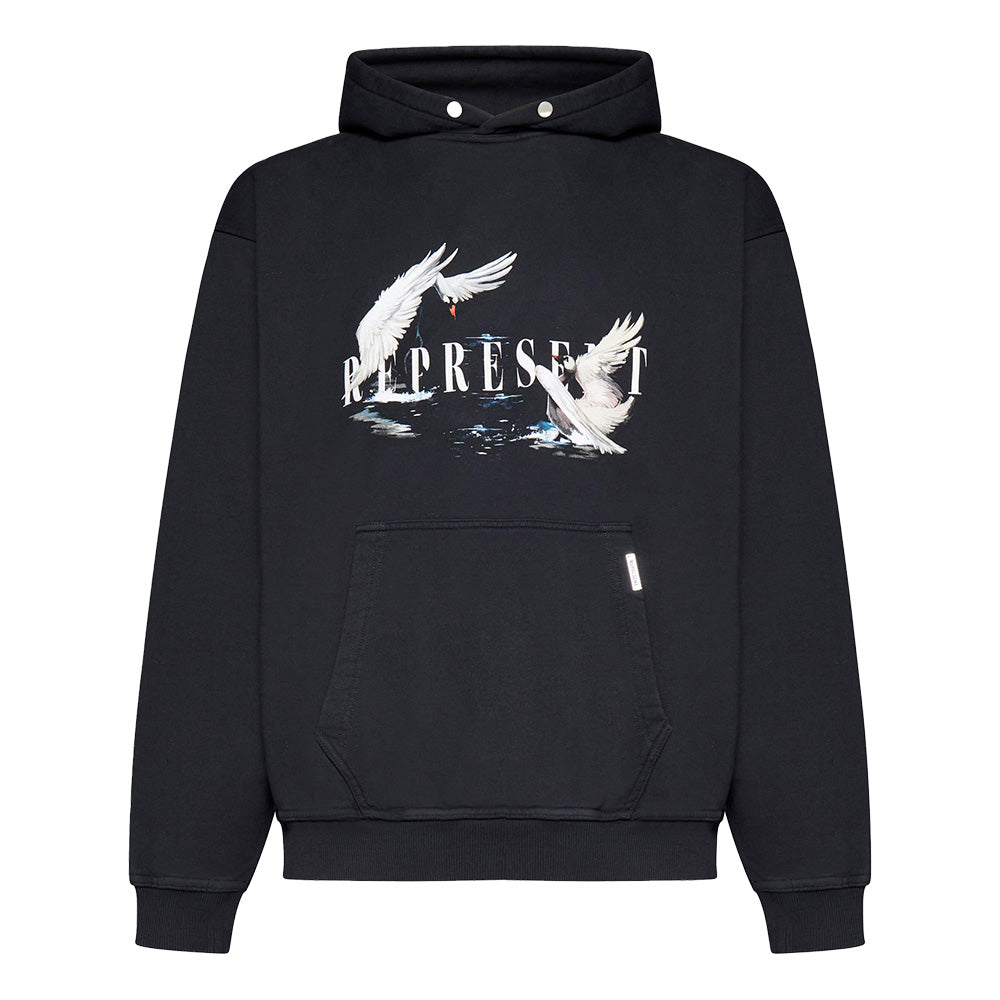 Represent Co  Swan Pullover Hoodie  Off Black  MH4017-171  100% COTTON