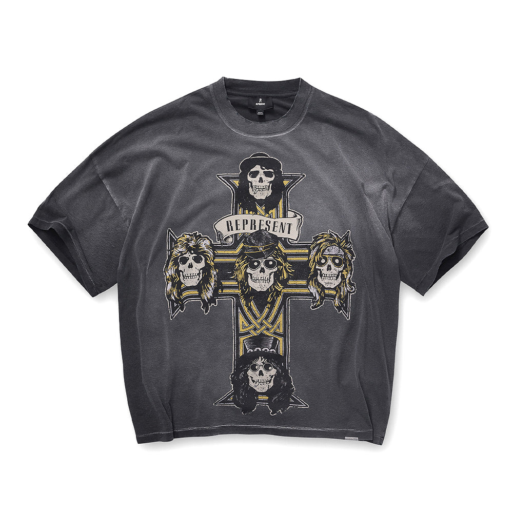 Guns N Roses X Represent Cross SS Tee - Stained Black – Fresh Rags FL