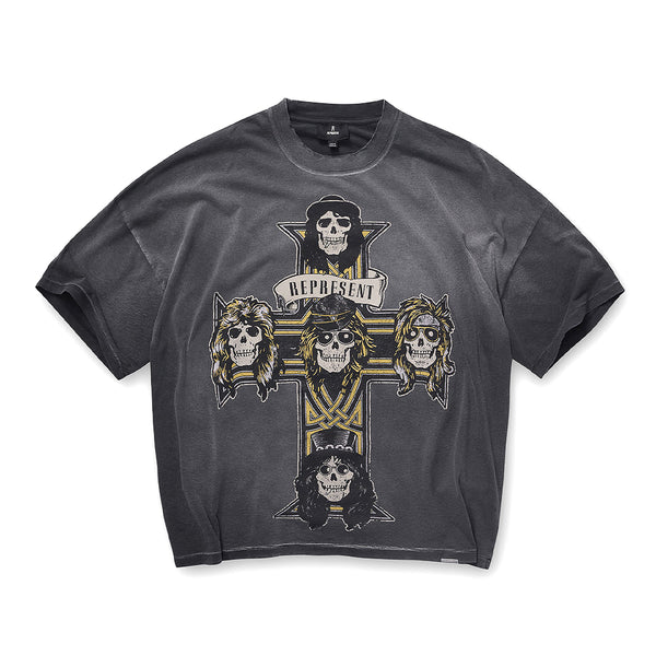 Guns N Roses X Represent Cross SS Tee - Stained Black – Fresh Rags FL