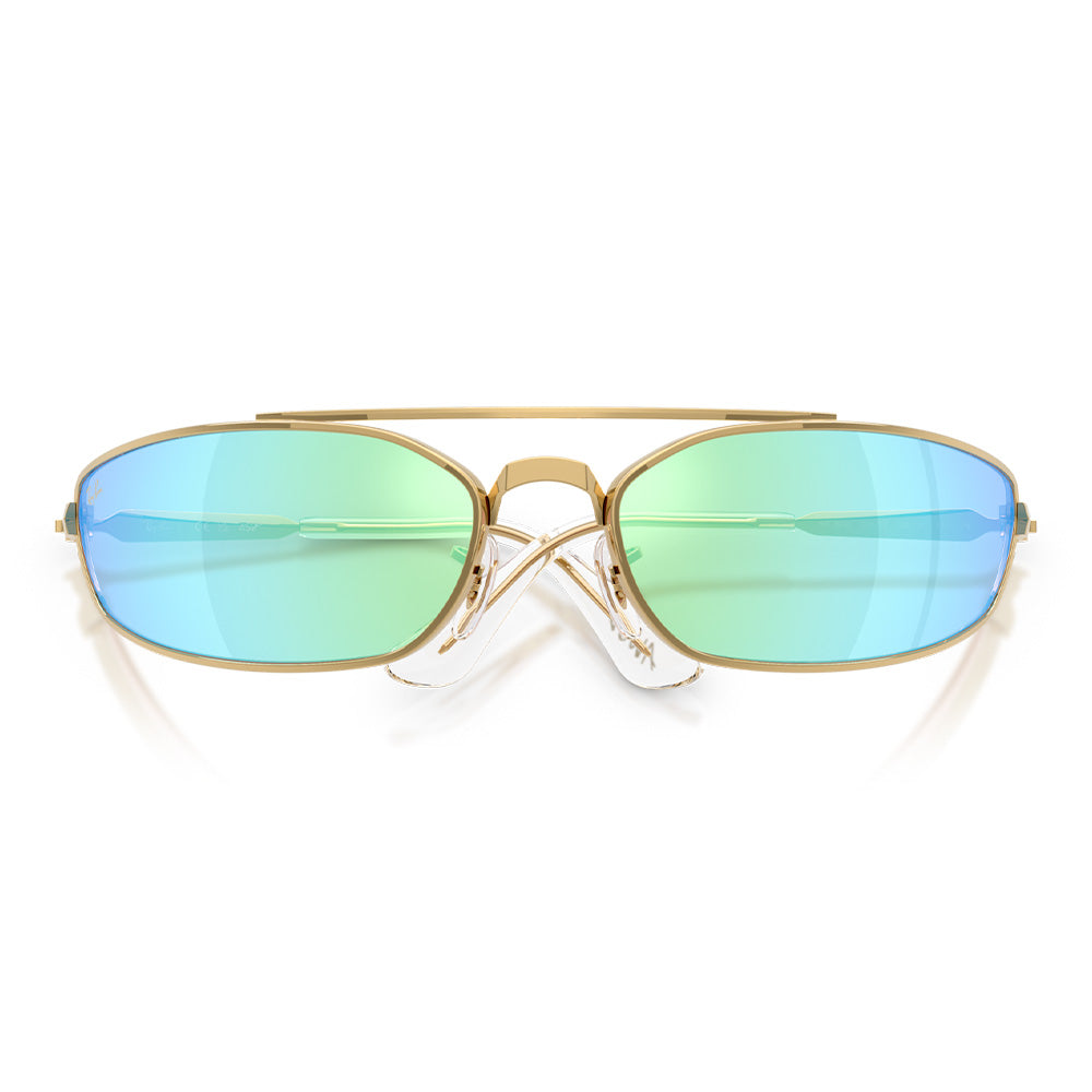 A$AP Rocky X Ray-Ban Pinnacle Metal "Wraparound" Polished Arista Gold with Light Grey Mirror Blue Lense