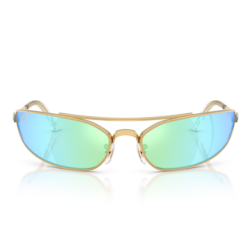 A$AP Rocky X Ray-Ban Pinnacle Metal "Wraparound" Polished Arista Gold with Light Grey Mirror Blue Lense