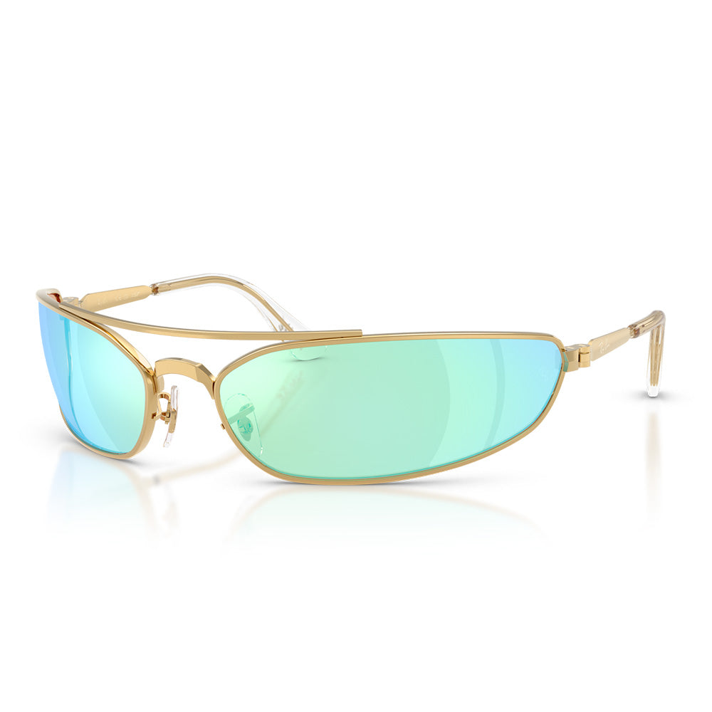 A$AP Rocky X Ray-Ban Pinnacle Metal "Wraparound" Polished Arista Gold with Light Grey Mirror Blue Lense