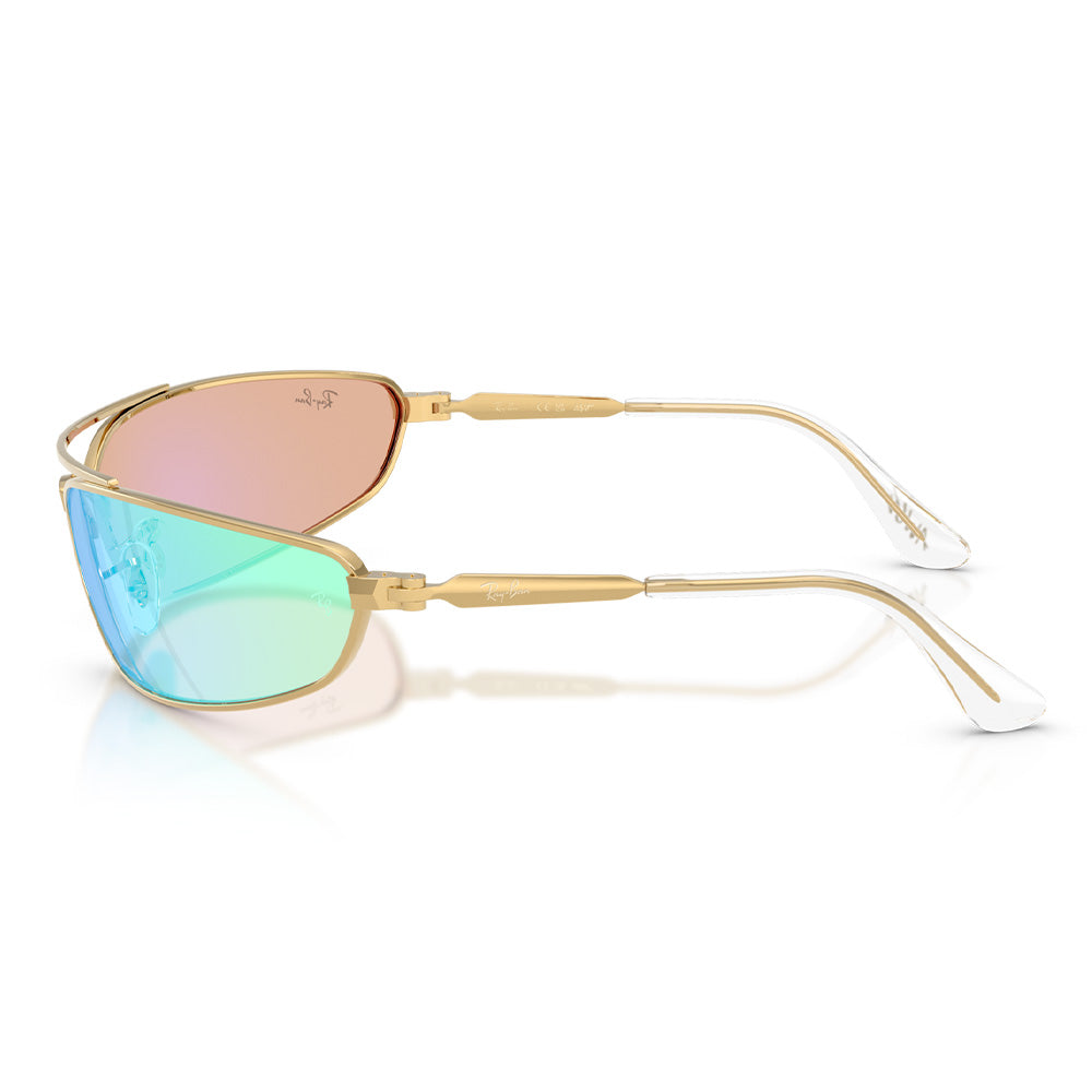 A$AP Rocky X Ray-Ban Pinnacle Metal "Wraparound" Polished Arista Gold with Light Grey Mirror Blue Lense