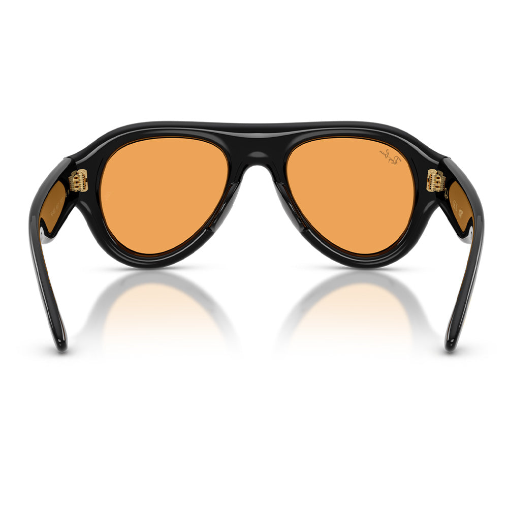 A$AP Rocky x Ray-Ban Aviator Puffer - Polished Black/Orange Lense