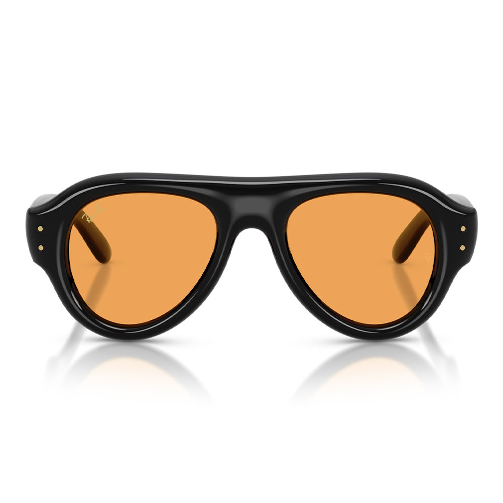 A$AP Rocky x Ray-Ban Aviator Puffer - Polished Black/Orange Lense