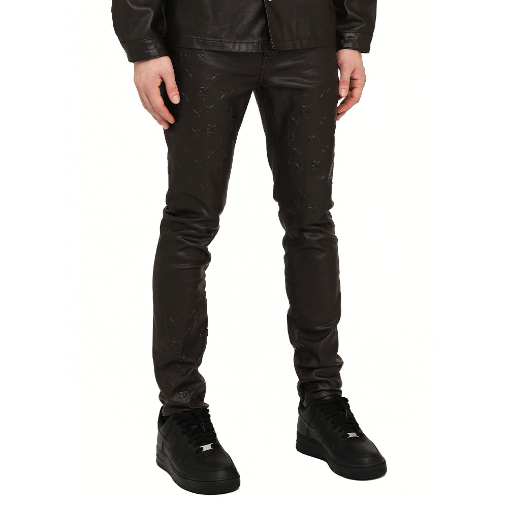 Purple Mono Embossed Denim "Brown" - Skinny Fit