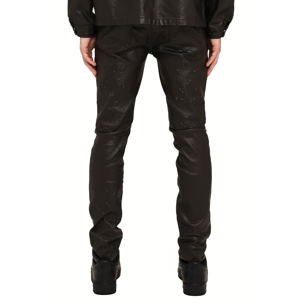 Purple Mono Embossed Denim "Brown" - Skinny Fit