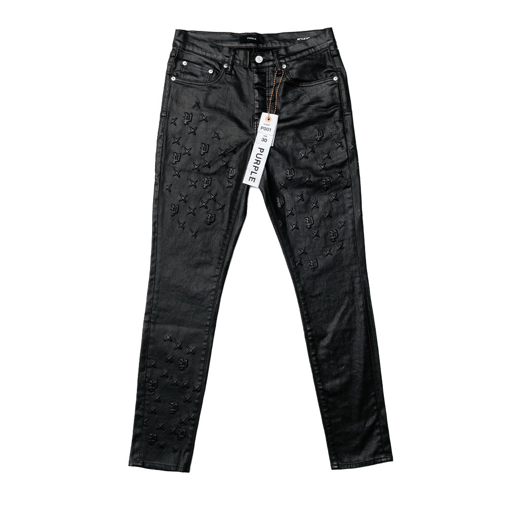Purple Mono Embossed Denim "Brown" - Skinny Fit