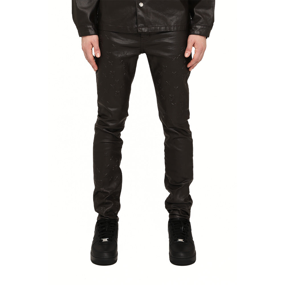 Purple Mono Embossed Denim "Brown" - Skinny Fit