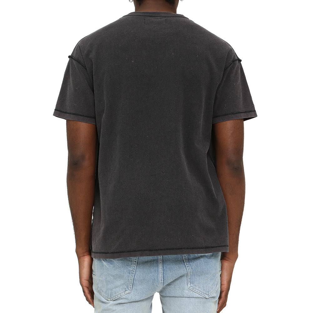 Purple Inside Out Textured Distressed SS Tee