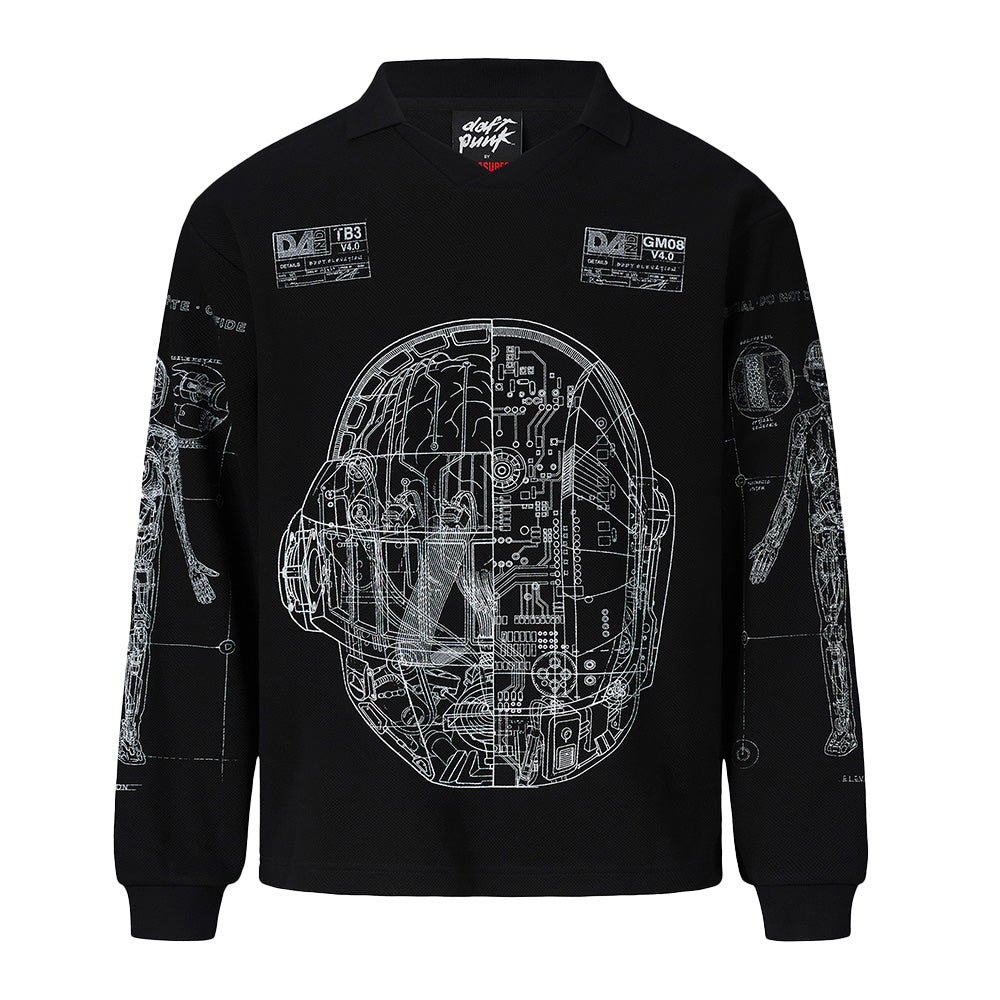 Daft Punk X Pleasures Schematic LS Polo