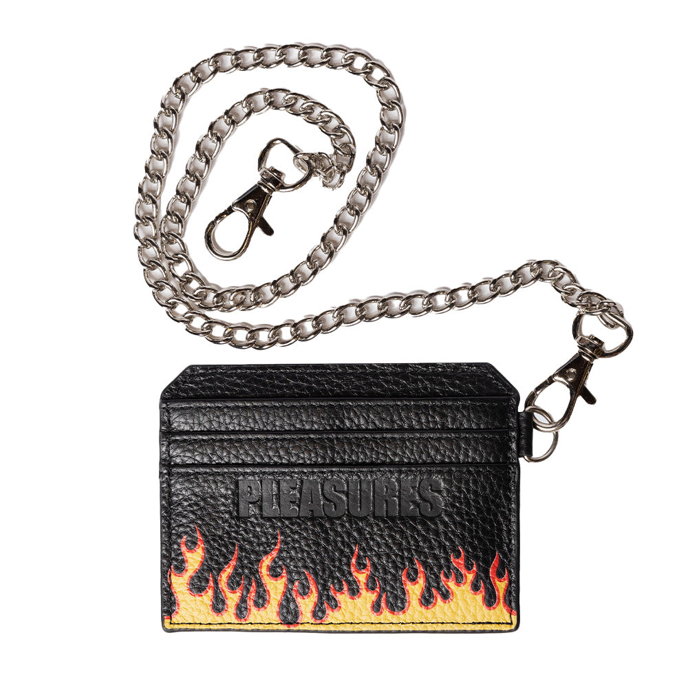 Pleasures Flame Leather Card Case with Chain