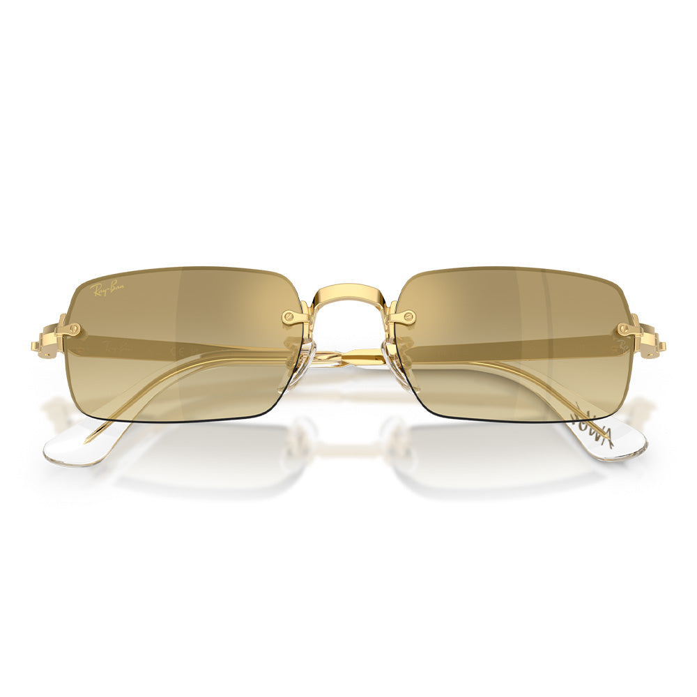 A$AP Rocky X Ray-Ban "Rimless" Polished Arista Gold with Brown Mirror Gold Gradient Lens