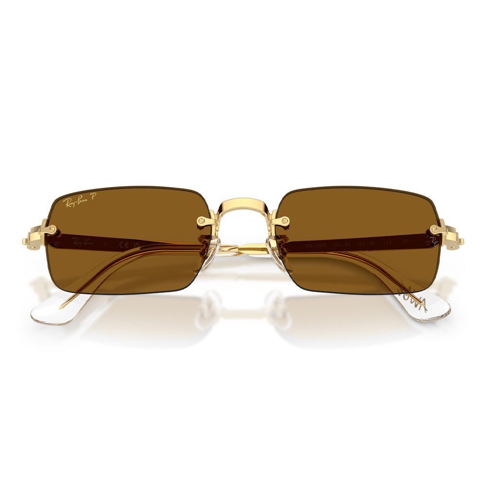 A$AP Rocky X Ray-Ban "Rimless" Polished Arista Gold with Dark Brown Polarized Lens