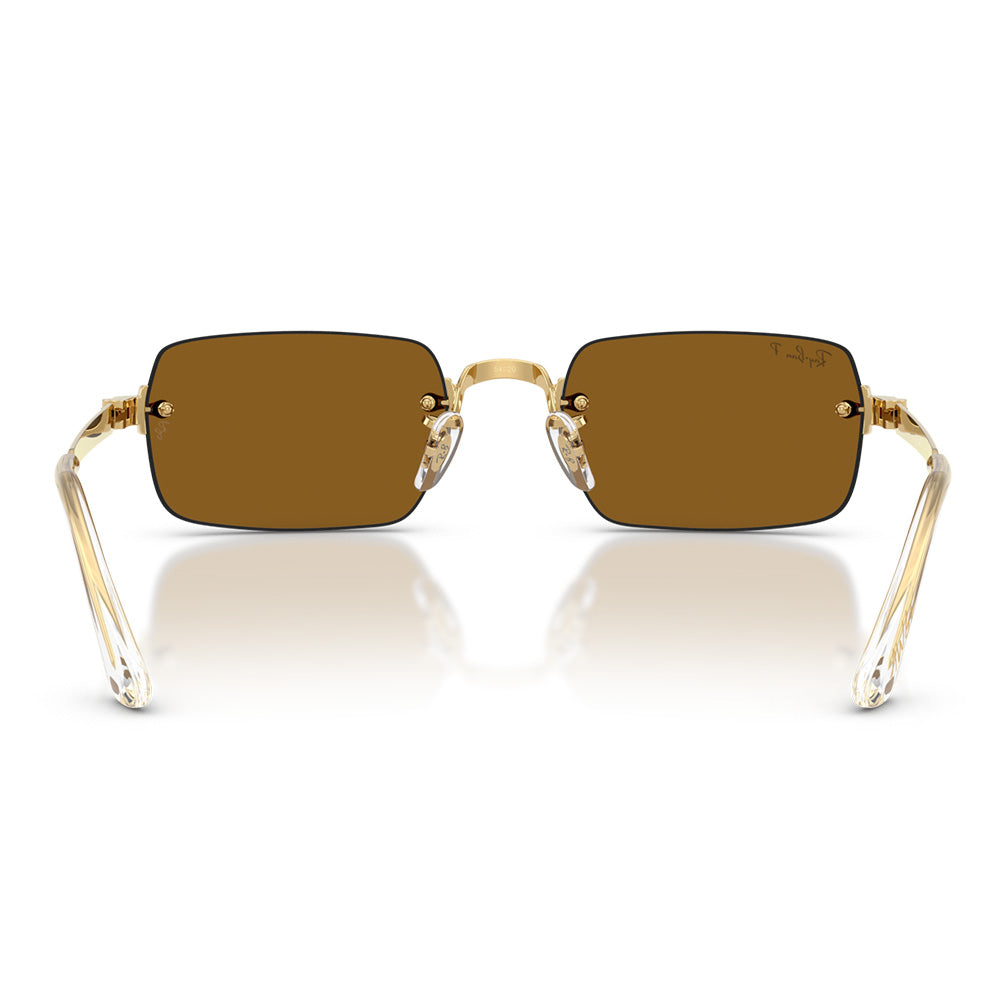 A$AP Rocky X Ray-Ban "Rimless" Polished Arista Gold with Dark Brown Polarized Lens