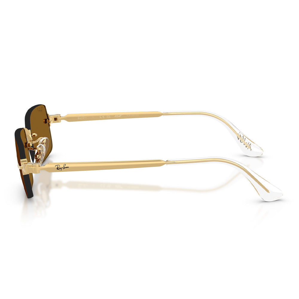 A$AP Rocky X Ray-Ban "Rimless" Polished Arista Gold with Dark Brown Polarized Lens