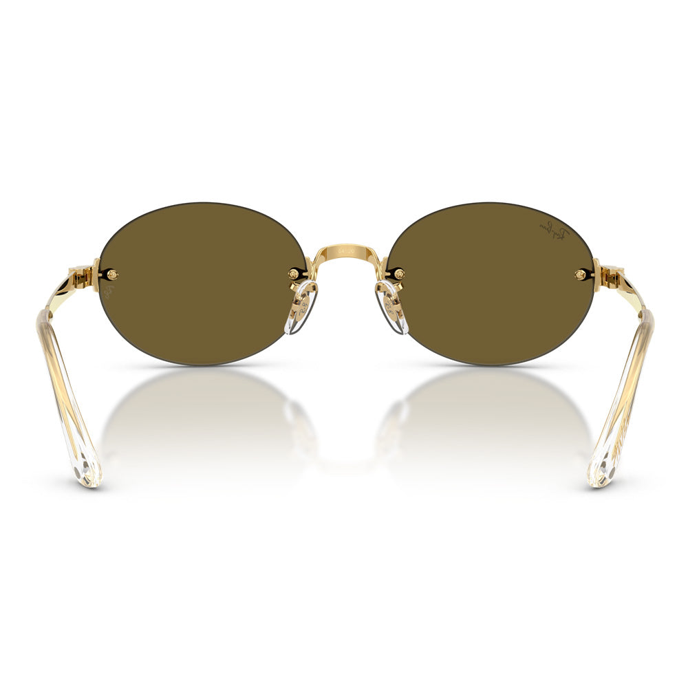 A$AP Rocky X Ray-Ban "Rimless" Polished Arista Gold with Dark Brown Lens