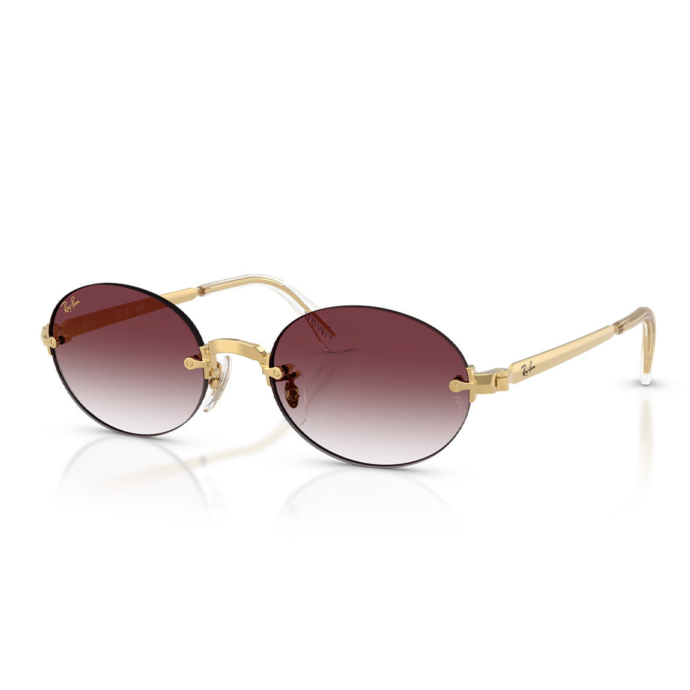 A$AP Rocky X Ray-Ban "Rimless" Polished Arista Gold with Clear Gradient Dark Violet Lens