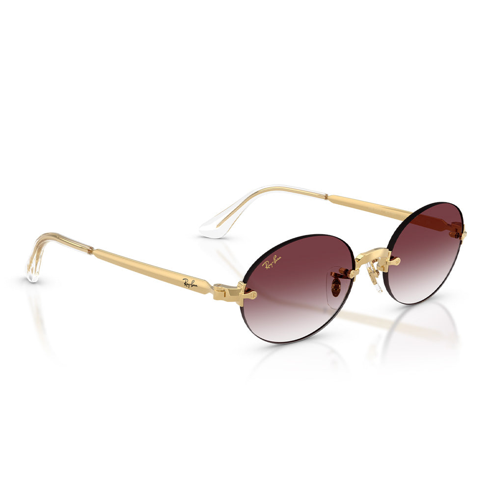 A$AP Rocky X Ray-Ban "Rimless" Polished Arista Gold with Clear Gradient Dark Violet Lens
