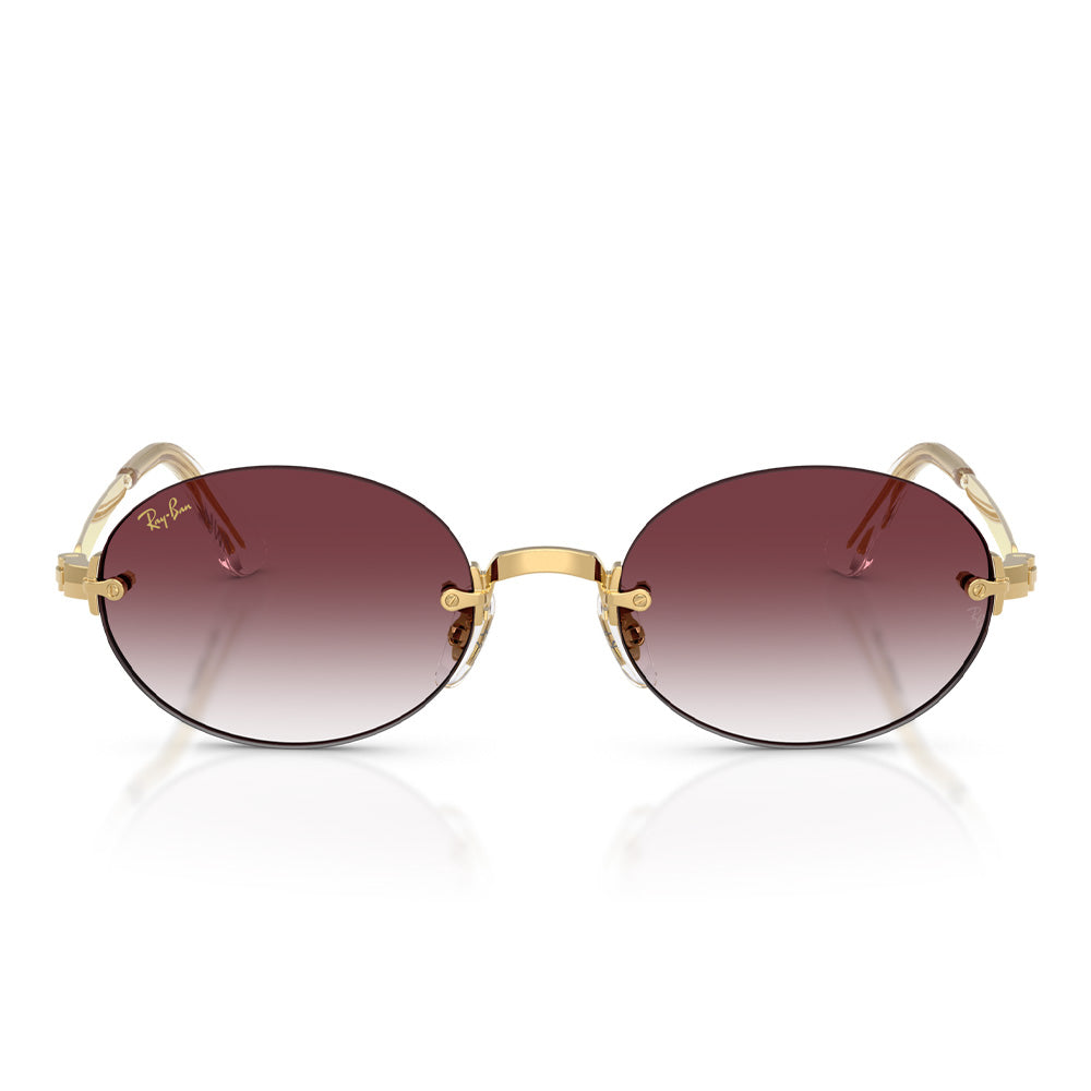 A$AP Rocky X Ray-Ban "Rimless" Polished Arista Gold with Clear Gradient Dark Violet Lens