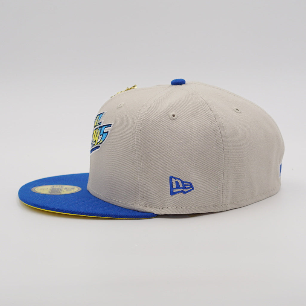 FRESH RAGS X NEW ERA 59FIFTY Tampa Bay Rays Tropicana SIDE PATCH Yellow UV "Spring Break" Pack