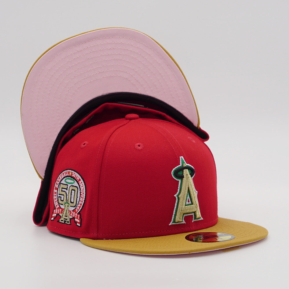 NEW ERA EXCLUSIVE 59FIFTY BROWN ANAHEIM ANGELS W/ 50TH ANNIVERSARY
