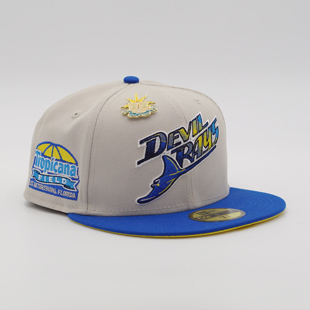 FRESH RAGS X NEW ERA 59FIFTY Tampa Bay Rays Tropicana SIDE PATCH Yellow UV  Spring Break Pack