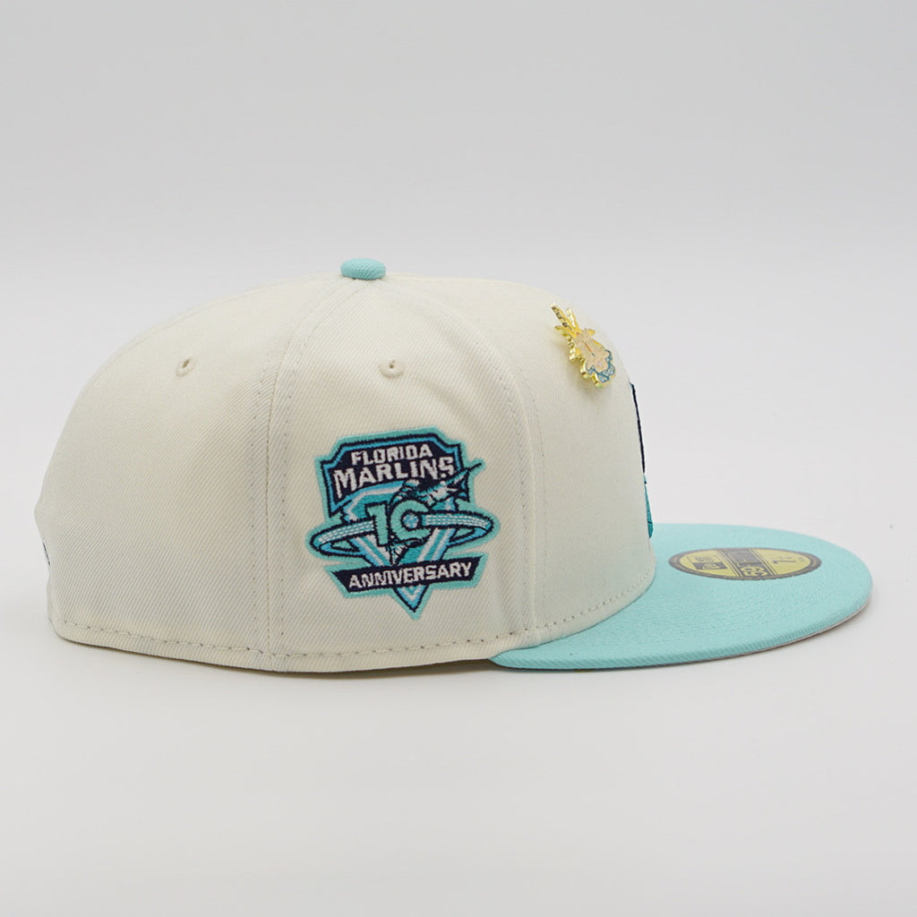 FRESH RAGS X NEW ERA 59FIFTY Florida Marlins 10TH ANNIVERSARY SIDE PATCH  Sand UV Spring Break Pack