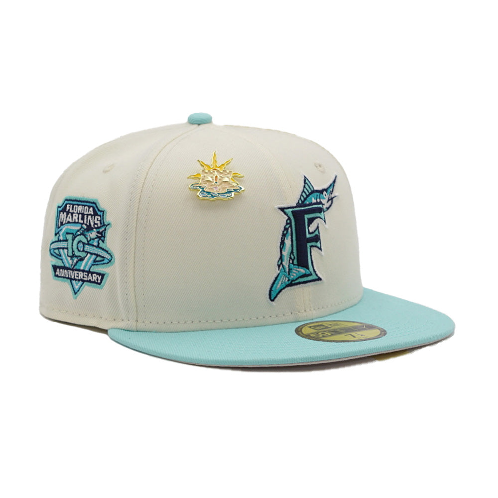 Fresh Rags x New Era 59FIFTY Florida Marlins 10th Anniversary Side Patch Sand UV Spring Break Pack 7 7/8 / Chrome/Blu/Sand Tint / 5950 Fitted