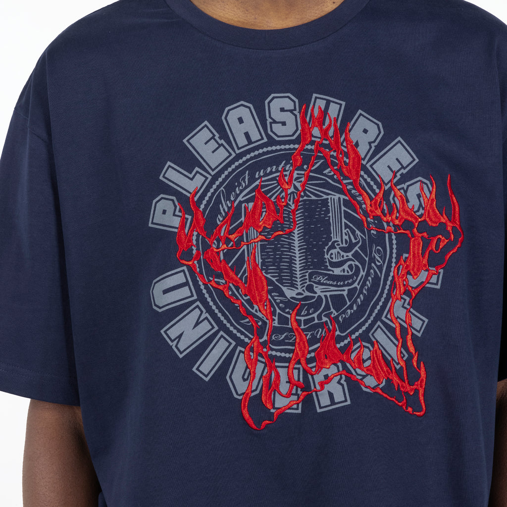 Pleasures University Heavy Weight SS Tee - Navy